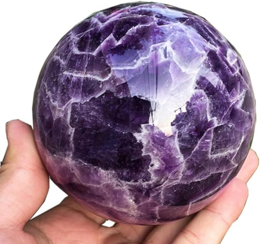 5-6cm/1.96-2.36inch Natural Amethyst Sphere Crystal Ball Hand Polished Decorative Sphere Healing Crystals Ball Healing Stone Crafts Fengshui Home Decoration Collect Gifts (50-60mm, Amethyst)