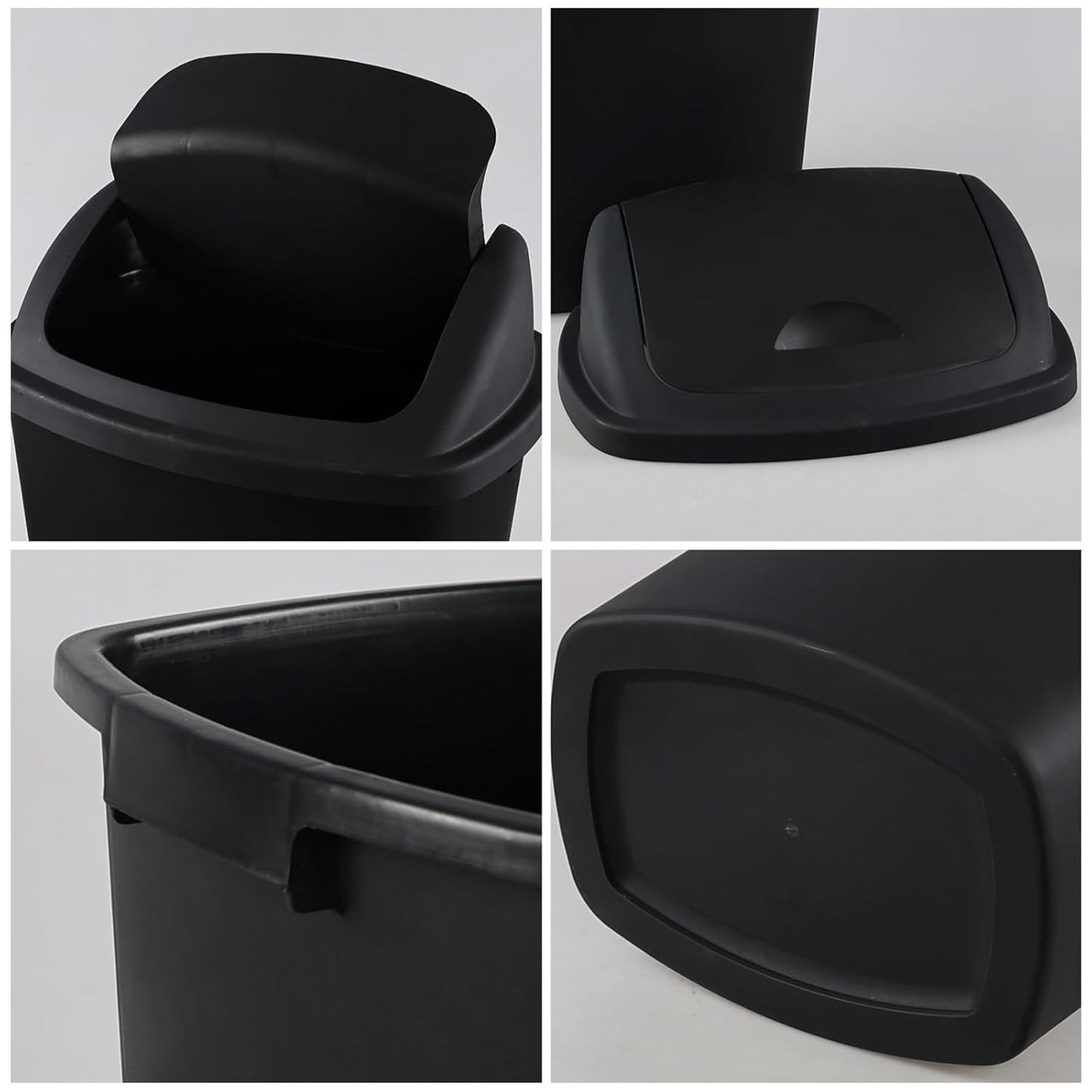 4 Pack 70 liters Large Outdoor Trash Can, Black Recycling Bin with Swing Lid