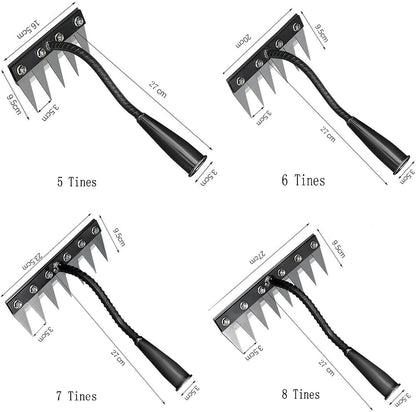 Gardening Hand Weeder Tool,Manual Weeder Tool with Detachable Blades, 4 Sizes High Carbon Steel Dual-Edge Design for Farm Garden Lawn Weed Removal, Soil Cultivation & Root Extraction (7 Tines)