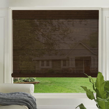 LETAU Cordless Wood Window Roller Shades, Bamboo Light Filtering Window Blinds for Indoor Home, Office, Kitchen, Pattern 3