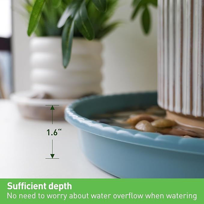 MUDEELA 2 Pack of 12 inch Plant Saucer, Durable Plastic Plant Trays for Indoors, Blue Plastic Flower Plant Pot Saucer, Made of Thicker, Stronger Plastic, with Taller Design