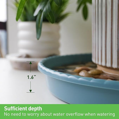 MUDEELA 2 Pack of 12 inch Plant Saucer, Durable Plastic Plant Trays for Indoors, Blue Plastic Flower Plant Pot Saucer, Made of Thicker, Stronger Plastic, with Taller Design