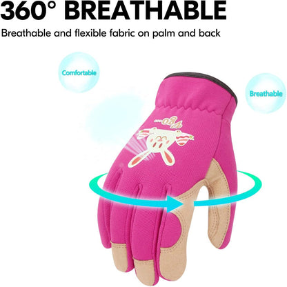 Vgo... 1-Pair Age 5-6 Kids Gardening Gloves,Children Yard Work Gloves,Soft Safety Outdoor Playing Gloves (Size M,Purple Rabbit, KID-SL7362)