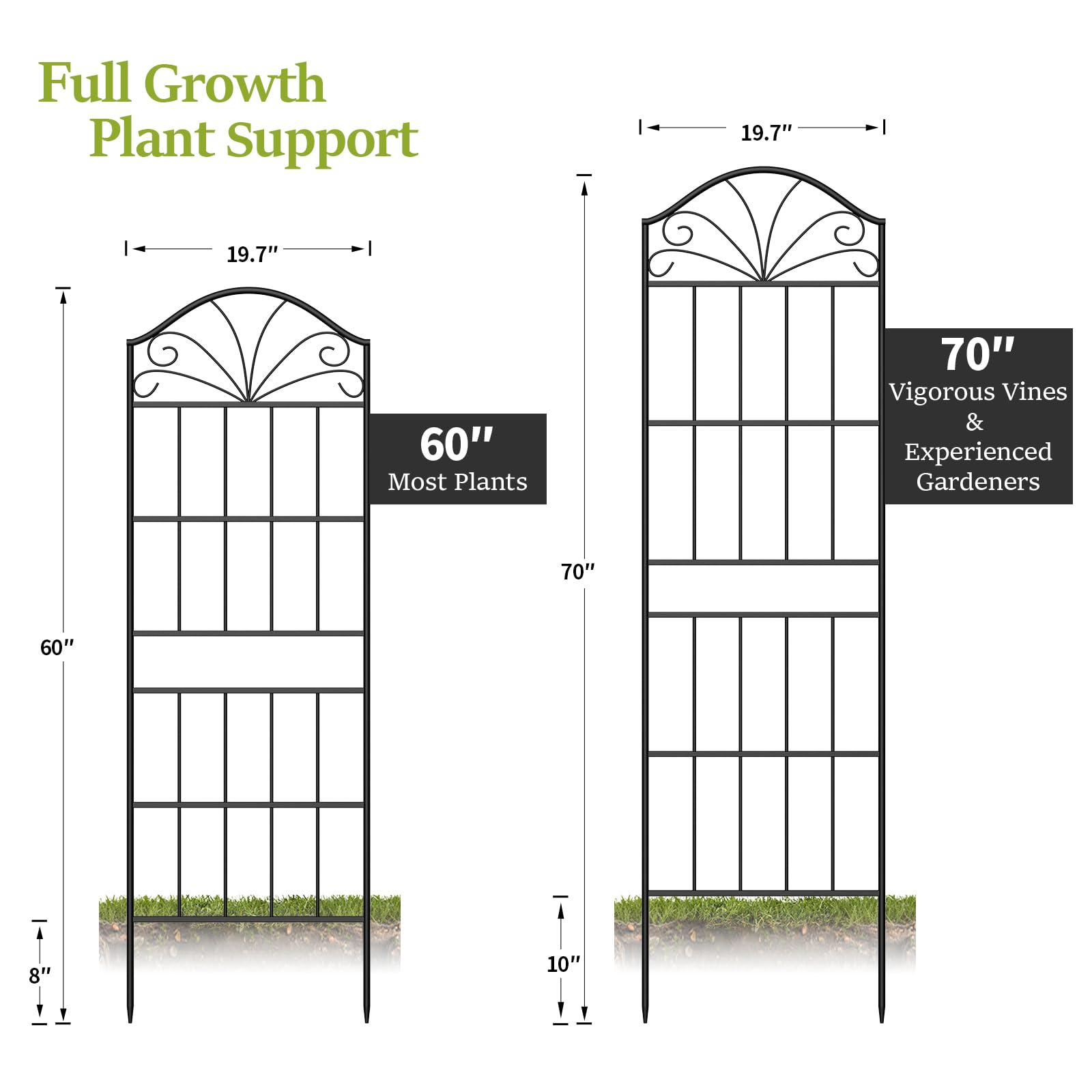 VOXOR Metal Trellis for Climbing Plants Outdoor, 60 * 19.7 Inch Tall Garden Trellis with Black