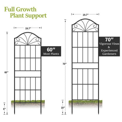 VOXOR Metal Trellis for Climbing Plants Outdoor, 60 * 19.7 Inch Tall Garden Trellis with Black