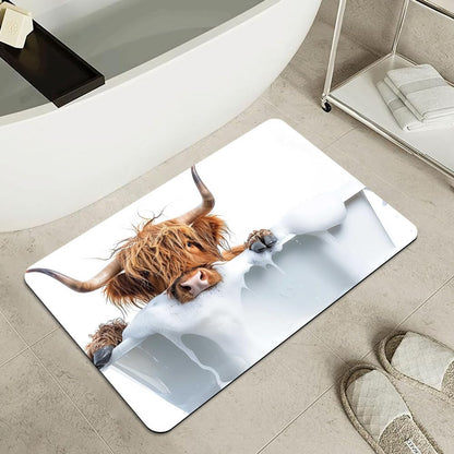 Bath Mat-Bathroom Rug，Bath, Highland Cattle-Absorbent Non Slip Quick Dry Stain Resistant Easy to Clean Care Shower Rug for Bathtub Shower Room 20×31Inch (50 * 80cm)