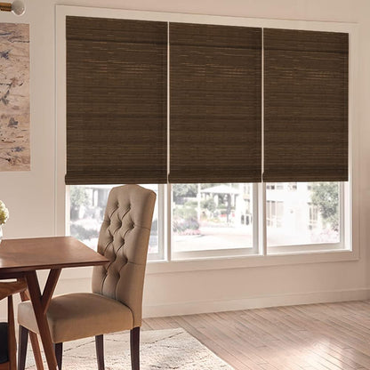 LETAU Cordless Wood Window Roller Shades, Bamboo Light Filtering Window Blinds for Indoor Home, Office, Kitchen, Pattern 8