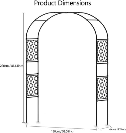 Metal Garden Arbor, Garden Arch Trellis for Climbing Plants, Decorative Archway Wedding Arch Frame for Patio, Backyard, Patio, Lawn, Pathway, Black