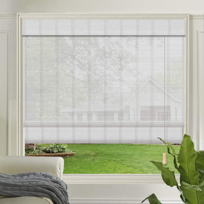LETAU Wood Window Roman Shades, Bamboo Light Filtering Window Blinds for Outdoor Garden, Patio, Arbor, Porch, Pattern 2
