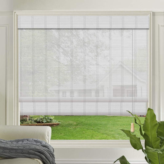 LETAU Wood Window Roman Shades, Bamboo Light Filtering Window Blinds for Indoor Home, Office, Kitchen, Pattern 2
