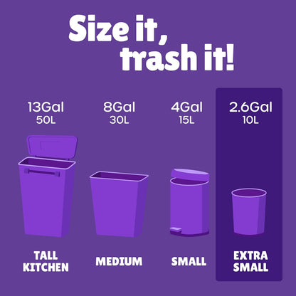 FORID Small Bathroom Trash Bags - 2.6 Gallon Colored Garbage 250 Bags 10 Liter Unscented Waste Can Liners Wastebasket Liner For Home Office (2-3 Gal) - Durable & Thick Trash Bag Multi Colored