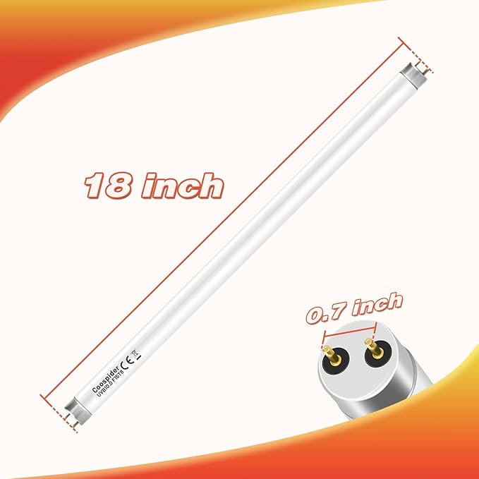 Hypool 2 Pack T8 Strip UVA UVB Reptile Lighting Bulb 18-Inch 15 Watt UVB 10.0 Fluorescent Bulb 10-Percent UVB Desert Pet Habitat Light for Reptiles Amphibian