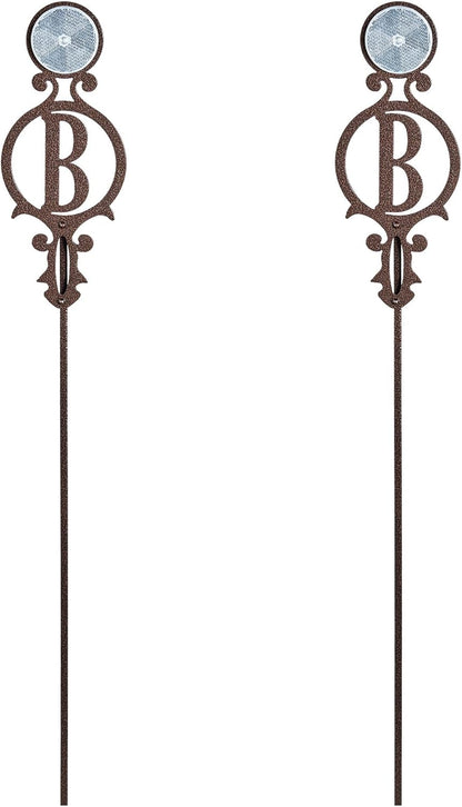 Touch of Class Pathways Reflective Driveway Marker Stake Set of Two for Outdoor Use | Custom Monogram Initial Design | Personalized Tall Reflector Set of 2 | Weathered Bronze Durable Finish