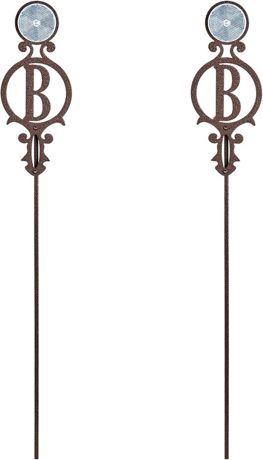 Touch of Class Pathways Reflective Driveway Marker Stake Set of Two for Outdoor Use | Custom Monogram Initial Design | Personalized Tall Reflector Set of 2 | Weathered Bronze Durable Finish