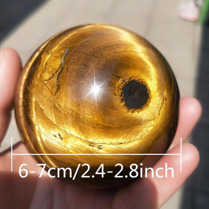 6-7cm/2.36-2.75inch Tiger Eyes Crystal Ball Polished Natural Tiger Eye Stone Sphere Decorative Sphere Healing Crystals Ball Stone Crafts Home Decor Ornament Gifts (Tiger's Eye, 60-70mm)
