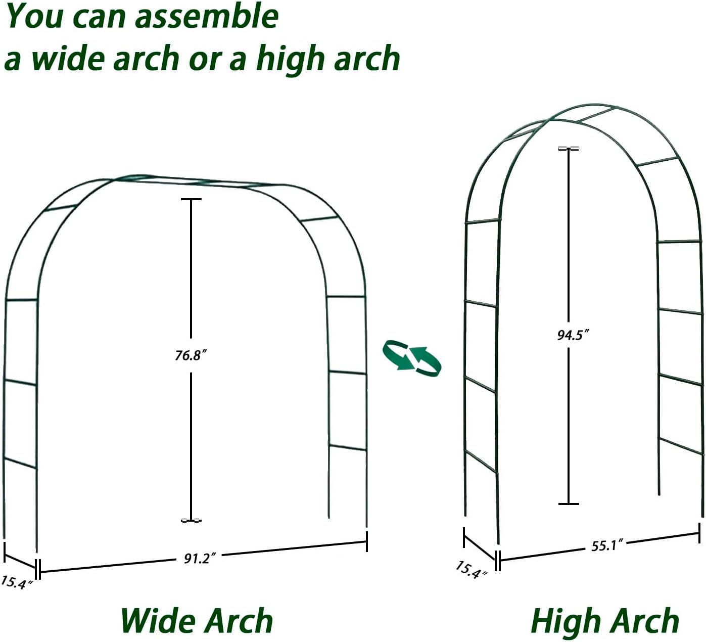 100% Metal Garden Arch Trellis for Climbing Plants Outdoor, Assemble Freely 2 Sizes,Pumpkin Archway Outdoor Garden Arbors and Arches for Wedding Party Decoration