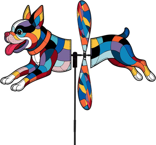 Boston Terrier Petite Spinner Outdoor, Boston Terrier Dog Wind Spinner for Yard and Garden