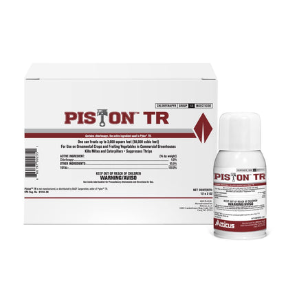Atticus Piston TR Greenhouse Fogger (12 Pack) - Total Release Chlorfenapyr Insecticide/Miticide - Controls Mites, Thrips, Caterpillars, and Adult Fungus Gnats