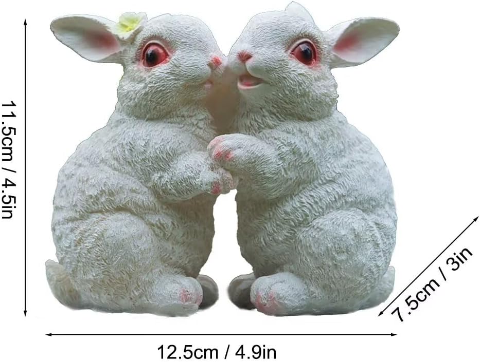 Garden Statues Bunny Decor Resin Dance Rabbit Figurine Cute Fairy Garden Decor Outdoor Statues for Patio Yard Porch Balcony Gifts for Women Mom Grandma White