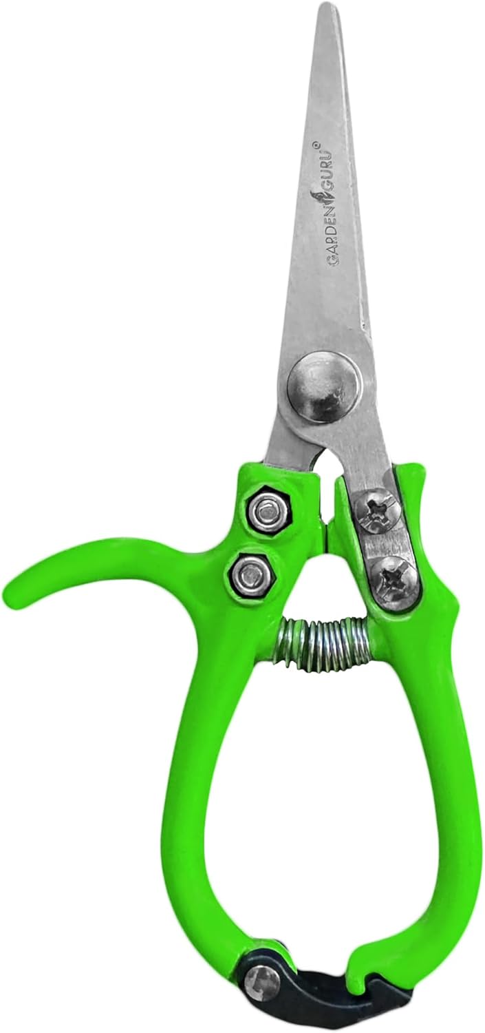 GARDEN GURU Ergonomic Garden Snips Clippers – Professional Hand Pruner Pruning Shear with Comfort Grip Handles for Gardening Trimming and Yard Work – High Carbon Steel