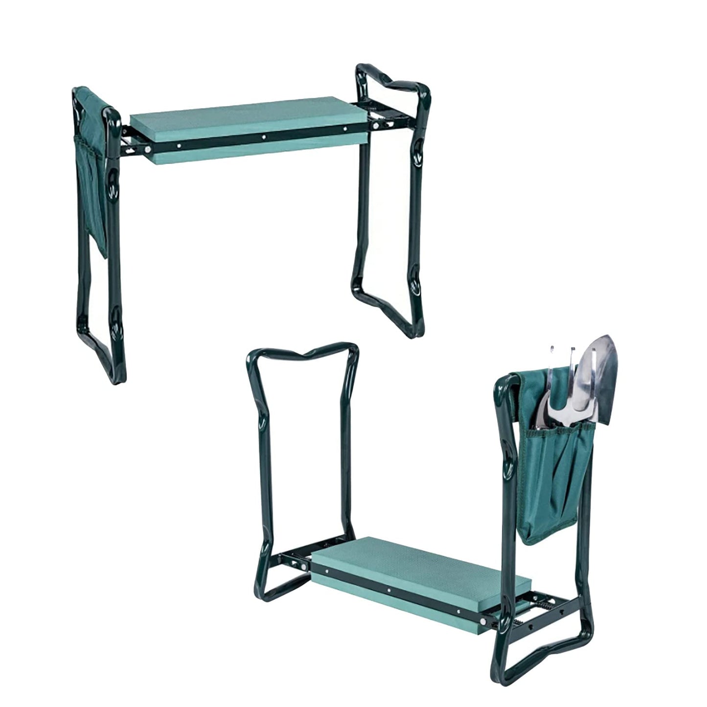 OFFICEJOY 2-in-1 Garden Kneeler & Seat, Folding Seat w/EVA Foam Kneeling Pad & Removable Tools