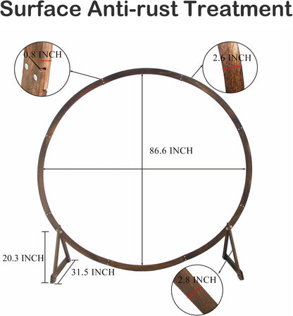 7.5FT Circle Wood Arch for Wedding Ceremony Arbor Backdrop Stand for Garden Wedding Parties