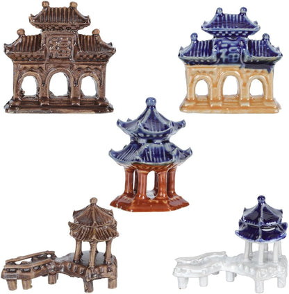 DOITOOL 5Pcs Miniature Pagoda Statue Chinese Zen Asian Decor Miniature Pagoda Bonsai Micro Landscape Decoration Figurines (Assorted Color)