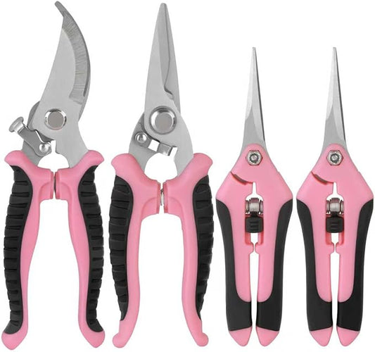 Pruning Shears Garden Scissors Tools: 4pcs Stainless Steel Gardening Clippers for Tree Pole, Hedge, Bonsai, Plants, Vegetable, Gardeners Work Accessories for Flower Arrangement, Yard Landscaping