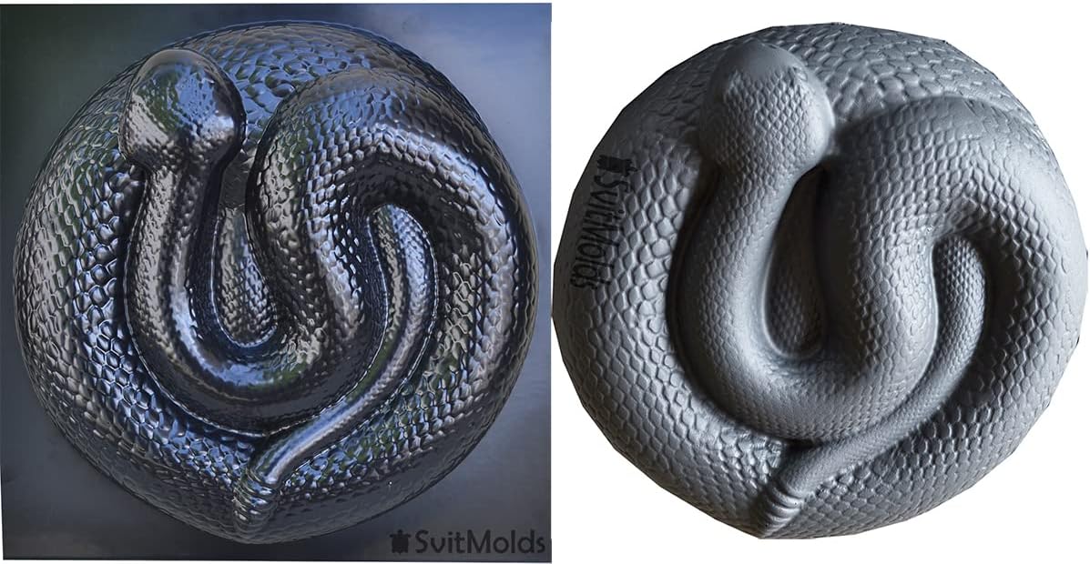 SvitMods Mold Snake DIY Statue for Garden Black ABC Plastic Concrete Cement Mould Rattlesnake Garden Decor Mold Croc for Garden Figure (D72-Small)