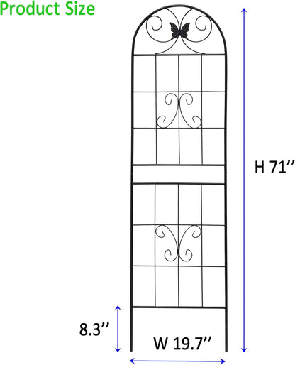 4 Pack Garden Trellises with Black Metal Coating, Trellis for Climbing Plants Outdoor, Roses, Vegetables, Vines, Cucumbers-19.7×71 inches.