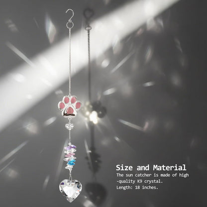 Funoasis Unique Gifts Crystal Suncatcher Dog & Cat Memorial Gift for Loss of Pet Window Hanging Home Decoration (Pink)