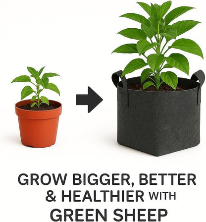 Square Geo Fabric Grow Bag 400 GSM Durable Breathable UV Resistant Reusable Plant Container for Herbs, Vegetables Flowers Space Saving Gardening Pack of 2 (Green, 15 inch) (Dark Grey)