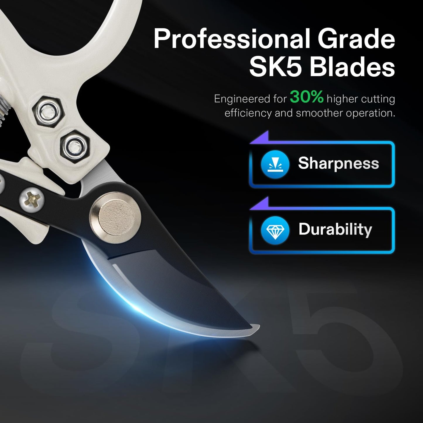 VIVOSUN Garden Shears, Lightweight Plant Pruners for Gardening, Bypass Pruning Shears for Cutting Flowers, Trimming Branches, Indoor Plant Shears, Stylish Q-Shaped Garden Tools for Women Men