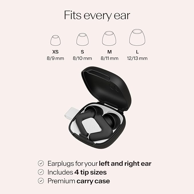 Alpine Silence Earplugs for Sleep, Focus & Travel - V-Shape Snug Fit & Soft Oval Tips – 4 Sizes