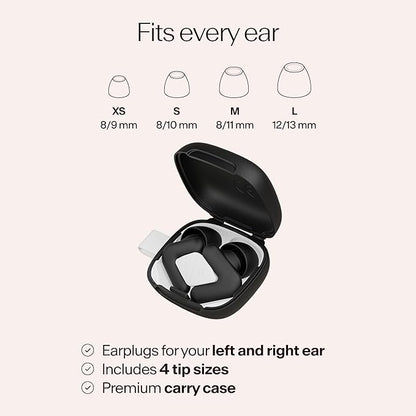 Alpine Silence Earplugs for Sleep, Focus & Travel - V-Shape Snug Fit & Soft Oval Tips – 4 Sizes