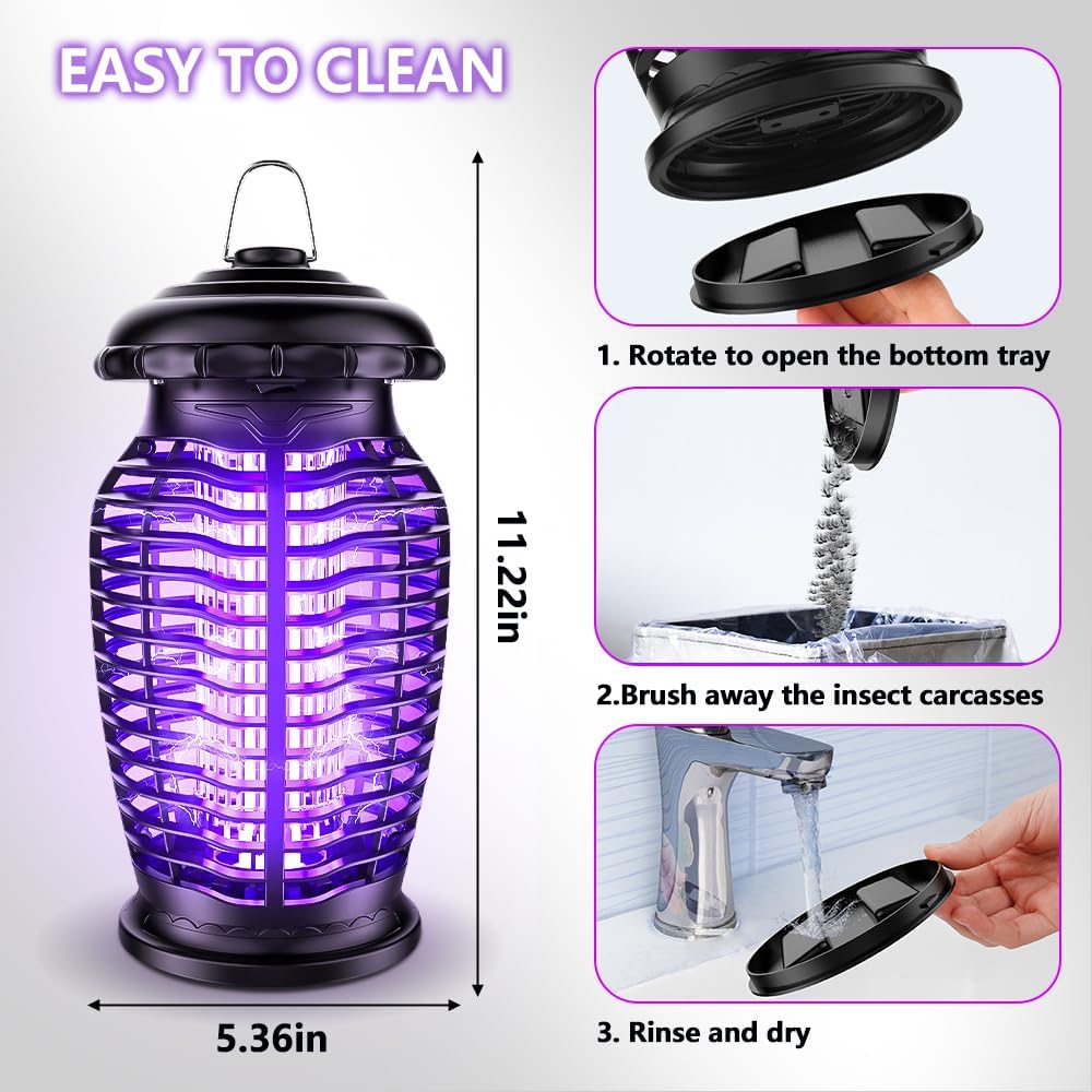 Bug Zapper Indoor Outdoor, 4200V Mosquito Zapper, 15W Fly Zapper, Mosquito Killer, Fly Traps, Flying Insects Zapper Indoor Outdoor,