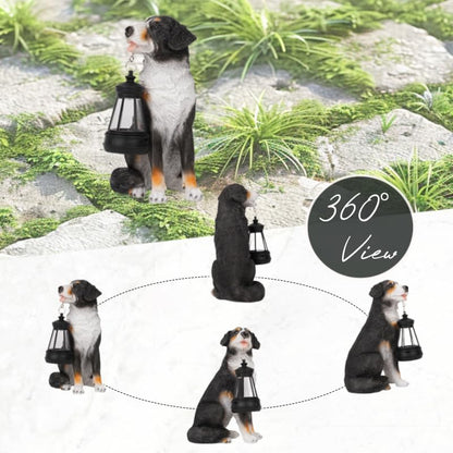 Bourne Dog Garden Statues with Solar Lantern, Outdoor Figurine Resin Sculpture Hanging Solar Power Lights for Decoration Yard Patio Balcony Lawn Ornament Art Decor, Unique Gift for Grandma Wowen Mom