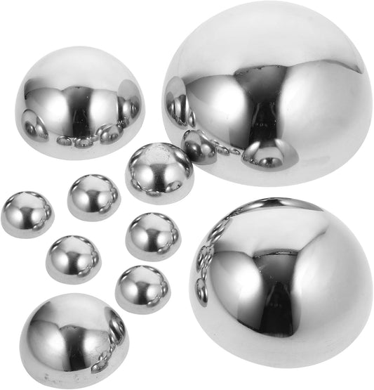 GANAZONO Gazing Balls Stainless Steel Garden Mirror Globes 10pcs Hollow Ball Reflective Shiny Half Sphere Floating Pond Balls Seamless Gazing Globes for Ornament Decorations