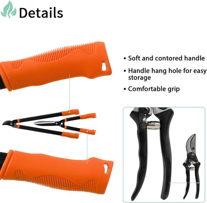 SunnyRoyal 3 pieces Garden Tools Set - Lopper & Pruning Shear & Tree Trimmer Pruner for Lawn Garden Yard Branch Cutting