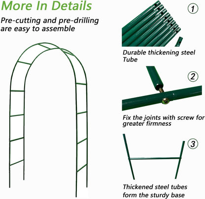 100% Metal Garden Arch Trellis for Climbing Plants Outdoor, Assemble Freely 2 Sizes,Pumpkin Archway Outdoor Garden Arbors and Arches for Wedding Party Decoration