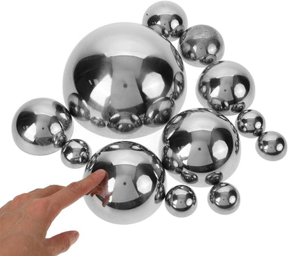 HANABASS 12Pcs Gazing Balls Reflective Hemisphere Stainless Steel Garden Mirror Globe Polished Ornament Sphere Hollow for Home Outdoor Pond Housewarming Swimming Pool Decoration