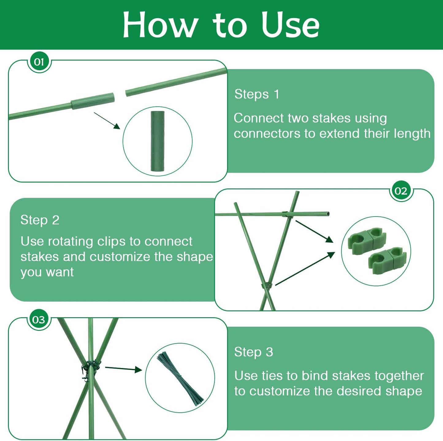 Garden Stakes 17Inch 20Pack, DIY Tall Plant Support Stakes of 4Ft,5Ft,6Ft,7Ft, HAINANSTRY Fiberglass Plant Stake for Indoor & Outdoor Plants, Tomato Vegetable Stakes for Garden