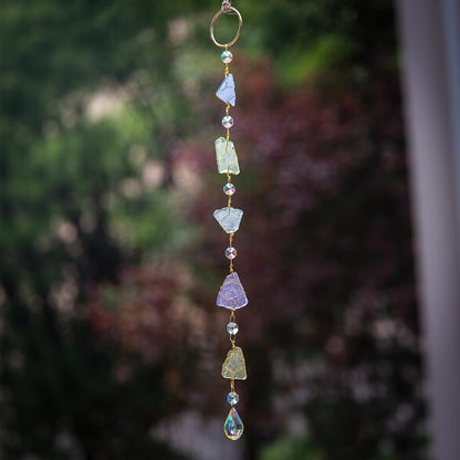 Suncatchers Sea Glass Wall Hanging Handcrafted Blue Seaglass Hanger Ocean Decor Garden Sun Catchers with Sea Glass Rainbow Maker Indoor Outdoor Decor Handmade
