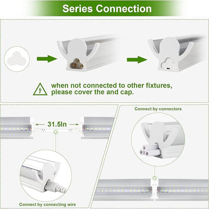 Grow Light T5 1.4Ft (8pcs x 10 Watts),5000k White Full Spectrum LED Lamp Plant Light Strips for Indoor Plant Growing,End-to-End Connectable with V-Shaped Reflector