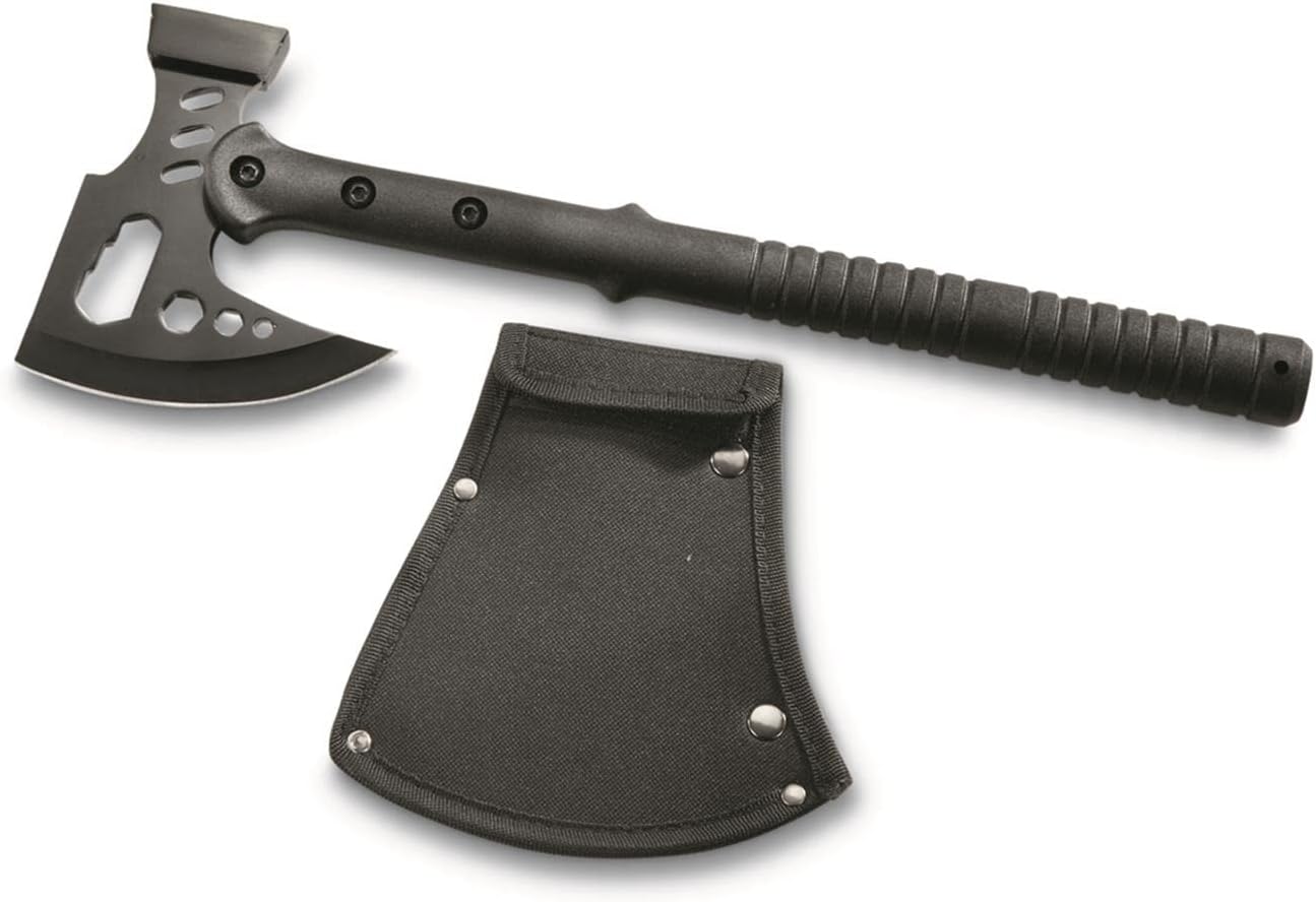 Szco Supplies 16.25” Black Multipurpose Outdoor Camping Survival Hammer Hatchet Axe with Nylon Sheath 211557 Back