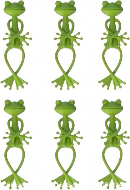 6 pcs frog Plant Stand , green animal shaped support frame ,small potted plant holder , garden decoration for indoor and outdoor use , pot fixing clamp for up right plant growth