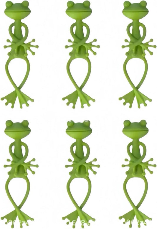 6 pcs frog Plant Stand , green animal shaped support frame ,small potted plant holder , garden decoration for indoor and outdoor use , pot fixing clamp for up right plant growth
