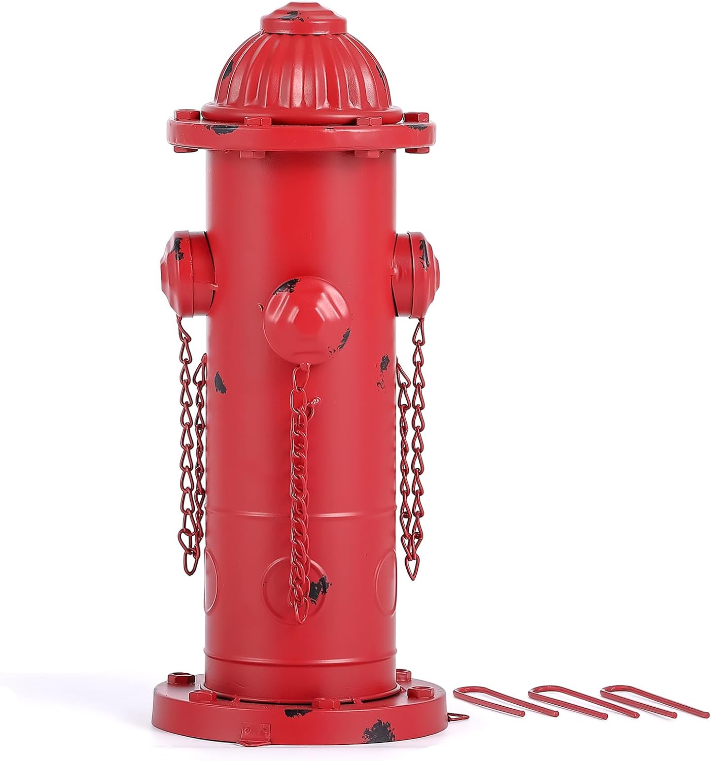 Fake Fire Hydrant for Dogs, 16.3" Red Metal Dog Pee Post with Stakes, Puppy Training Tool Indoor/Outdoor Garden Yard Statue