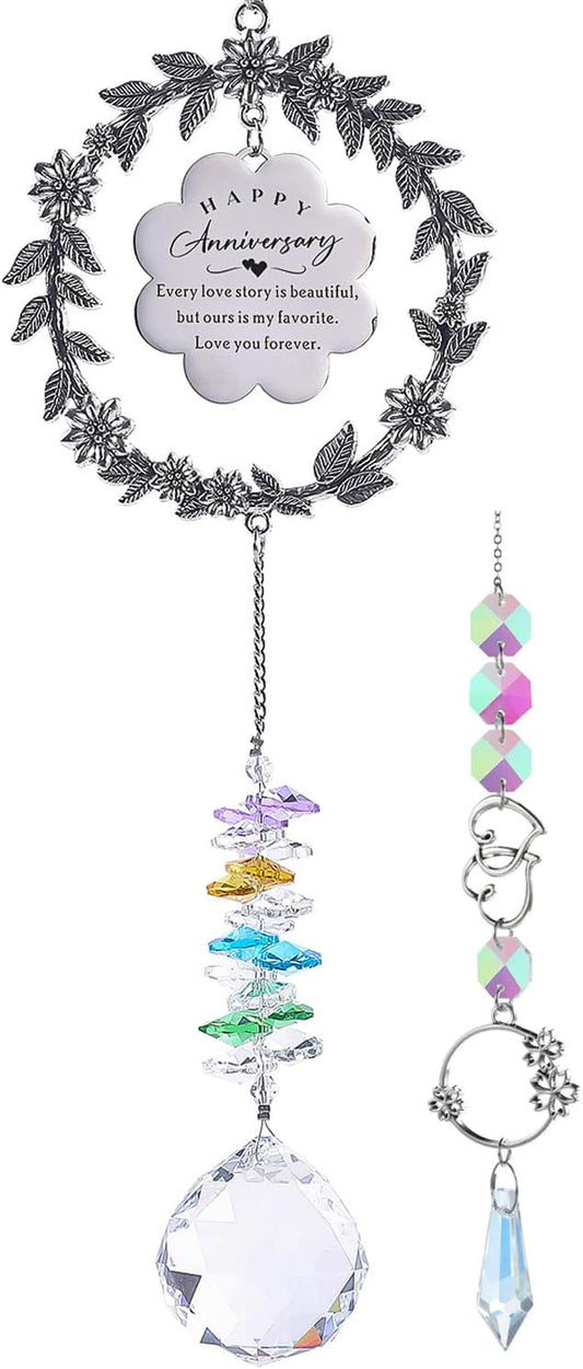 Wedding Anniversary Suncatcher Gifts for Wife, Suncatcher Wedding Present for Couple, Crystal Sun