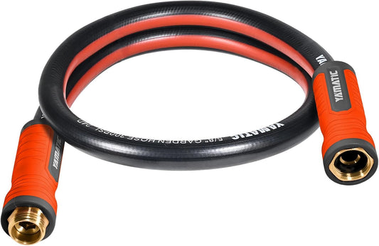 YAMATIC Short Garden Hose 5ft, 5/8" Leader Hose with Swivel Handle, Small Water Hose Extension, Solid Brass 3/4" Connection Fittings, Leak Proof for Reel, Gardening, Agriculture, Car Wash, Lawn